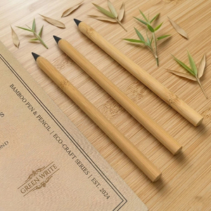 Venta al por Mayor de Lápices Eternos de Bambú con Logotipo Personalizado, Sin Necesidad de Sacapuntas, Ecológicos, Impresión UV Negra, Regalo para Oficina y Escuela - Product Image 2