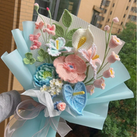 Bunga Poppy Rajutan Crochet Yu Beauty, Hadiah Hari Ibu, Buket Bunga Rajutan Buatan, Dekorasi Rumah, Bunga Rajutan