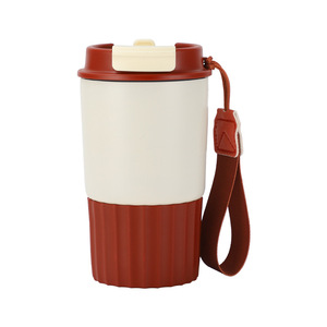 2026 Reusable Coffee <b>Cup</b> with Silicone Sleeve Wholesale Custom Logo Travel Mug Dual <b>Drink</b> Lid <b>Plastic</b> To Go <b>Cup</b> with Strap - Product Image 1