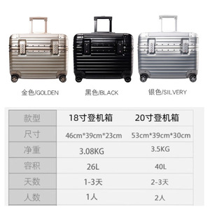 Carry-On Suitcase 18-Inch Flip-Top Durable Swivel <b>Wheels</b> Men's Travel Solid Color Spring 2026 - Product Image 3