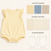 Combinaison bébé en coton côtelé personnalisée OEM ODM, vente en gros, barboteuse à manches volantées pour nouveau-né, marque privée