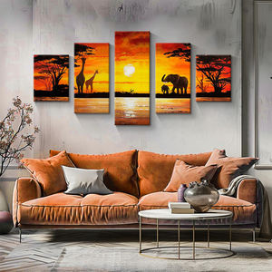 Cuadro Decorativo de Estilo Naturaleza Muerta, 5 Piezas, Impresión Digital en Lienzo de Paisaje Africano en Alta Definición para Decoración de Sala de Estar, Fondo de Sofá, Arte de Pared - Product Image 1