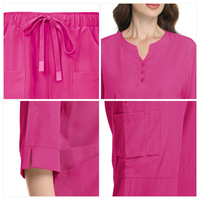 Uniforme médical unisexe en polyester Dobby, style européen et américain, à manches mi-longues, multi-poches, deux pièces, à manches courtes, pour usage médical