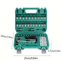 Jeu de clés à cliquet et embouts de 53 pièces, poignée 24 dents, métrique, outil mécanique, réparation automobile, usage domestique, personnalisable, OEM, coffret rigide