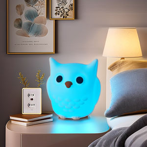 מנורות שולחן מגע צבעוניות מקסימות דקורטיביות מסיליקון, מנורת לילה נטענת בהתאמה אישית, ינשוף סיליקון רך, מנורת לילה מסיליקון בצורת חיה - Product Image 2
