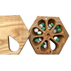 Boîte à pilules étui de 7 jours organiser boîte à pilules de voyage hebdomadaire bouffée de pissenlit conteneur en <span class=keywords><strong>bois</strong></span> pilule en <span class=keywords><strong>bois</strong></span> boîte de jour de soleil et de lune - Product Image 1