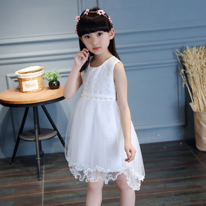 Vestidos de Algodón para Niñas, Bonitos y Elegantes, Vestidos de Encaje con Diseño de Flores - Product Image 4