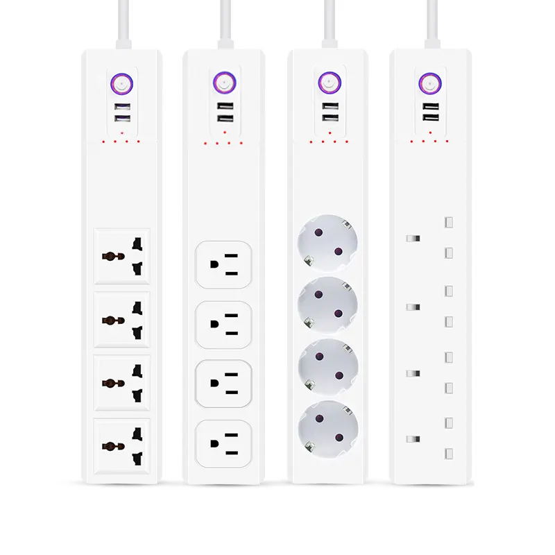 EU Anh Mỹ Từ Xa Điều Khiển Bằng Giọng Nói Thời Gian 4 AC Cửa Hàng 2 Cổng USB Wifi Bảo Vệ Tăng Đa Ổ Cắm Mở Rộng Điện Thông Minh Dải