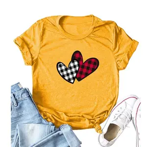 Donne Sweet Love Leopard Plaid Graphic stampa femminile san valentino Top Clothes Lady Ladies Womens Tee T-Shirt T-Shirt