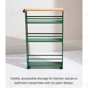 ชั้นวางของในครัวแบบมินิมอลทรงเพรียวบาง ทำจากโลหะ สำหรับจัดเก็บของข้างตู้เย็น หลายชั้น ประกอบง่าย - Product Image 3