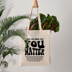 1 buah tas bahu pribadi kanvas Tote pola kesehatan Mental bagi Anda untuk tas belanja bepergian wanita yang dapat digunakan kembali - Product Image 3