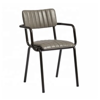 Chaise de salle à manger en cuir rembourrée avec cadre métallique, dossier empilable, confortable, écologique, durable pour la salle à manger intérieure et les restaurants