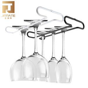Jinnate <b>Wall</b> Mounted Iron Wine Glass <b>Rack</b> For Cabinet <b>Storage</b> Up To 4 Stemware Black And White - Product Image 2