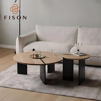 Ensemble de tables basses rondes modernes de luxe, grandes et petites, en bois massif, style nordique, tables à thé, tables basses