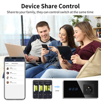 Prise intelligente Bingoelec standard UE avec interrupteurs à rideau, panneau tactile en verre, commande vocale, noir doré, pour maison connectée