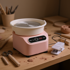 Torno de cerámica eléctrico de 11 pulgadas y 450W con accionamiento directo y pantalla táctil LCD para arte, manualidades y bricolaje. - Product Image 2