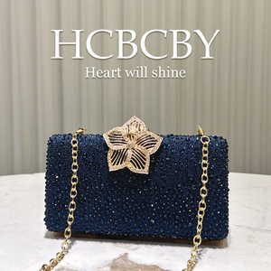 Élégant sac à main de soirée en cristal <span class=keywords><strong>bleu</strong></span> <span class=keywords><strong>marine</strong></span> scintillant pour femmes pour gala et fêtes - Product Image 2