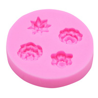 Cetakan Dekorasi Fondant Kue silikon DIY violet Botany bunga matahari Daun mawar 3D bulat