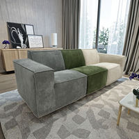 Canapé modulaire moderne personnalisable en velours côtelé moelleux pour salon, sectionnel carré disponible en plusieurs couleurs pour hôtels