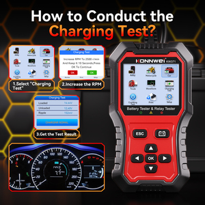 Probador de Baterías de Litio Konnwei KW371, Probador de Relés, Herramientas de Diagnóstico Automotriz, Analizador de Baterías de Auto de 12V y 24V, EFB <span class=keywords><strong>AGM</strong></span> - Product Image 3