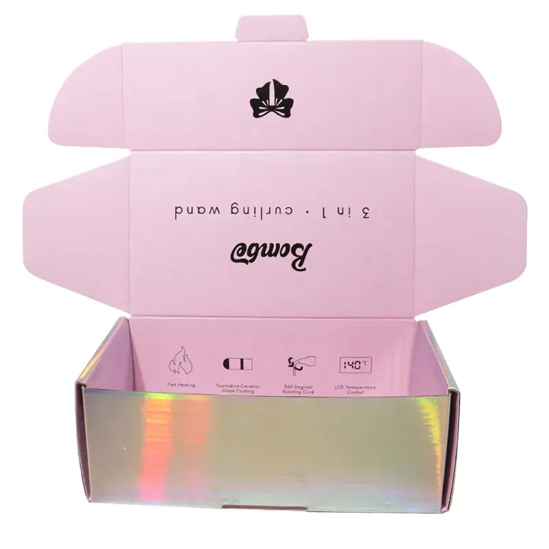 Лидер продаж, гофрированная упаковочная бумажная коробка с логотипом на заказ, блестящая цветная голографическая Складная почтовая коробка
