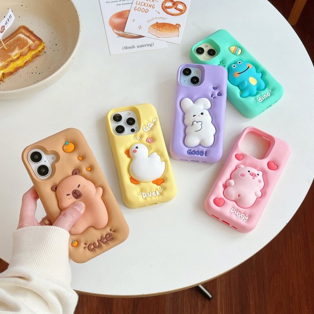 New Style Cute 3D Cartoon Cell Phone Cases for iphone 14 15 16 Pro Max Silicone case 12 13 Shockproof Protection Cover Shell