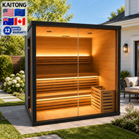 Saunas de exterior de madera de cedro rojo seco y hemlock, eléctricas, tradicionales y elegantes, de Kaitong, para 2, 4 o 6 personas, con diseño de cubo.