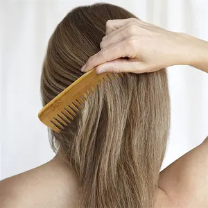 Handcrafted Non-Static Eco-Friendly Bamboo Wide Tooth Comb Hair Health Bamboo comb
