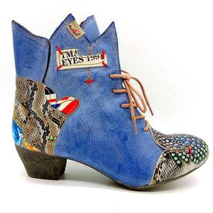 Chaussures d'hiver en cuir poli pour femmes, bottes décontractées populaires en peau de serpent imprimée, nouvelle collection - Product Image 2