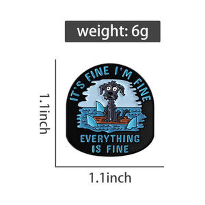 Broche en forme de chiot peint mignon, <span class=keywords><strong>tout</strong></span> ira <span class=keywords><strong>bien</strong></span>, amusant, en alliage de zinc, badge en métal, accessoire vestimentaire - Product Image 6