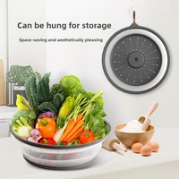 Opvouwbare voedseldeksels, multifunctionele wasmand voor groenten en fruit, siliconen opvouwbare magnetronplaat, spatbescherming voor voedsel