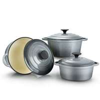 Olla de Hierro Fundido para Cocina, Olla Profunda de Hierro Esmaltado Antiadherente, Cacerola