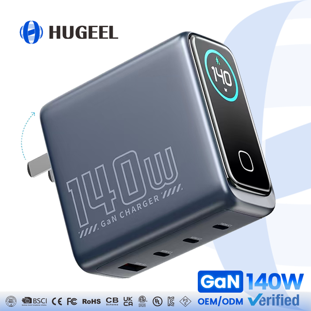 OEM Wholesale 140W GaN Charger Smart Display Desktop Type-C Charger 100W Fast Charging for Phone Tablet Laptop Wall USB Charger