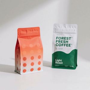 Bolsa de café compostable y biodegradable de PE HYCYT con válvula personalizada, cremallera, tipo stand-up, impresa a medida, con fondo plano, para chicle y leche - Product Image 3