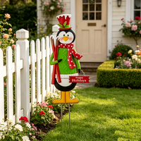 Ornements de Noël en métal faits à la main, style pingouin, pour la décoration des fêtes de Noël dans le jardin