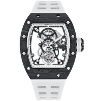 Montre Tourbillon Homme CRONUSART Personnalisée avec Logo, Fibre de Carbone, Boîtier Tonneau, Squelette, Automatique, Réserve de Marche