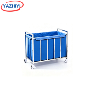 Chariot de collecte pour le personnel hospitalier YAZHIYI, structure <span class=keywords><strong>en</strong></span> acier inoxydable avec sac <span class=keywords><strong>en</strong></span> tissu bleu recouvert, pour usage clinique - Product Image 6