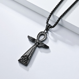 yunnique fashionistas' trendy ancient Egyptian Anka cross <b>titanium</b> steel necklace for men, a niche and unique penda - Product Image 4