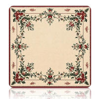 Tapis de Mahjong Américain Rouge et Vert à Rayures, Pois et Bordures Multiples, Motif Nœud de Noël et Baies de Houx, pour Jeu de Mahjong Intérieur de Noël