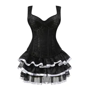 Gothique Sexy Corsets pour Femmes Plus Size Overbust Burlesque Costume Bretelles Corset et jupe Ensemble Tutu Corselet Fashion Gowns - Product Image 3