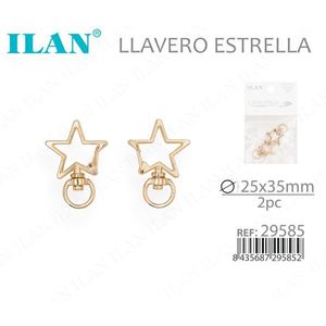 Portachiavi Ilan Star 25x35mm in Metallo Dorato, Set da 2 Pezzi, Accessorio di Moda - Product Image 3