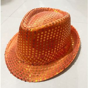 Western Bling Dance <b>Hats</b> Shining Sequin Led Flashing Fedora <b>Hat</b> With Gold Sequins <b>for</b> Man Women Kid - Product Image 1