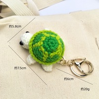 Porte-clés en peluche douce gaufrée, mini pendentif tortue de dessin animé au crochet, fait main et écologique