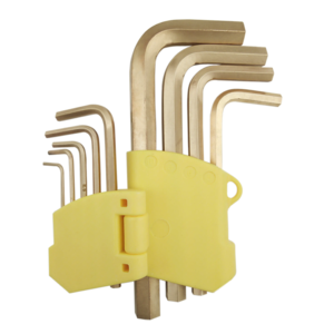 Outils anti-étincelles en bronze aluminium Jeu <span class=keywords><strong>de</strong></span> clés hexagonales antidéflagrantes 2mm-12mm Industrie pétrochimique Mines <span class=keywords><strong>de</strong></span> charbon et <span class=keywords><strong>champs</strong></span> pétrolifères - Product Image 1