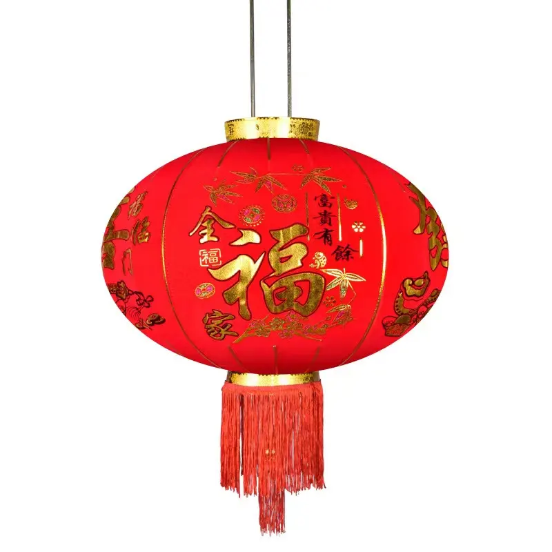 Chinese New Year Red Chinese Traditional Silk Lantern Outside Festival Red Lantern
