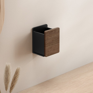 <strong>Wood</strong> Single Tier No-Drill <strong>Comb</strong> Storage Tube Wall-Mounted Toothpaste Rack Makeup Brush Holder for Bathroom - Product Image 6