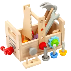 儿童木制螺丝拆卸螺母工具手提箱男孩动手能力婴儿聚焦益智玩具