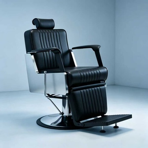 Fauteuil de barbier moderne en cuir avec réglage en hauteur, rotation à 360 degrés, élévateur hydraulique, design pliable pour usage commercial en salon - Product Image 1