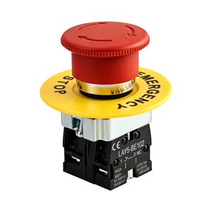 Botón Pulsador de Paro de Emergencia de 22mm, 2NC, Rojo, Tipo Hongo, Autobloqueante, de Plástico, 600V 10A - Product Image 1