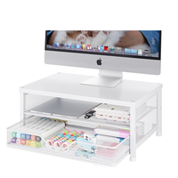 Organisateur de bureau en métal à double niveau, support de moniteur sur pied, porte-documents, gain de place, multifonctionnel